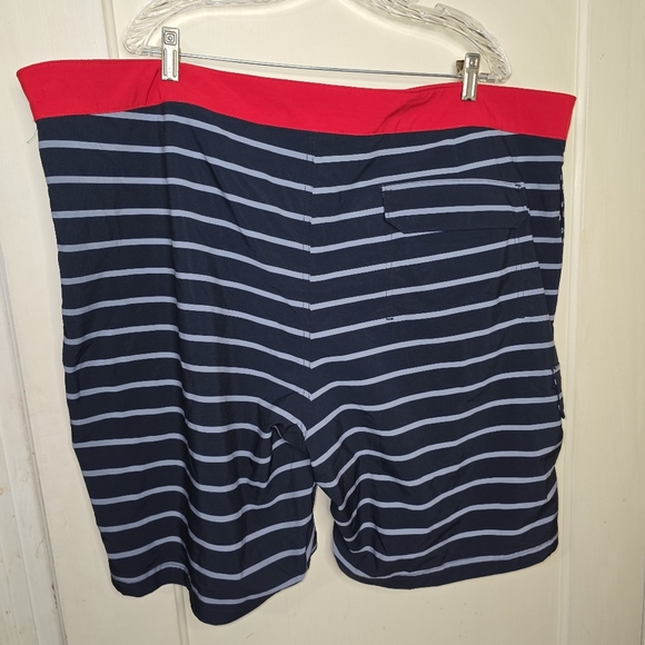 DULUTH TRADING Navy/Red Bull Moose Mens 48 Striped 9" Board Shorts DuluthFlex - Picture 4 of 7